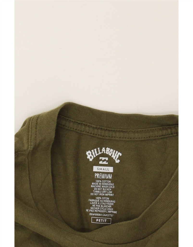 BILLABONG Mens Graphic T-Shirt Top Small Green Cotton Vintage Billabong and Second-Hand Billabong from Messina Hembry 