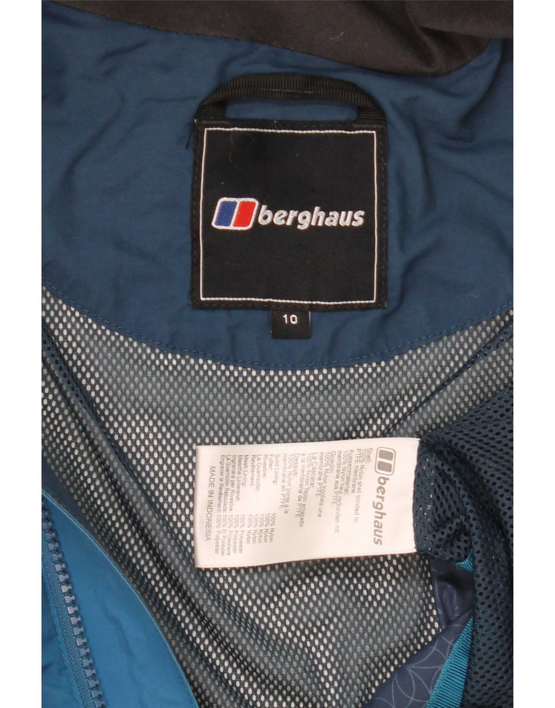 Berghaus Женская оверсайз-дождевик с капюшоном UK 10, маленькая синяя цветных блоков