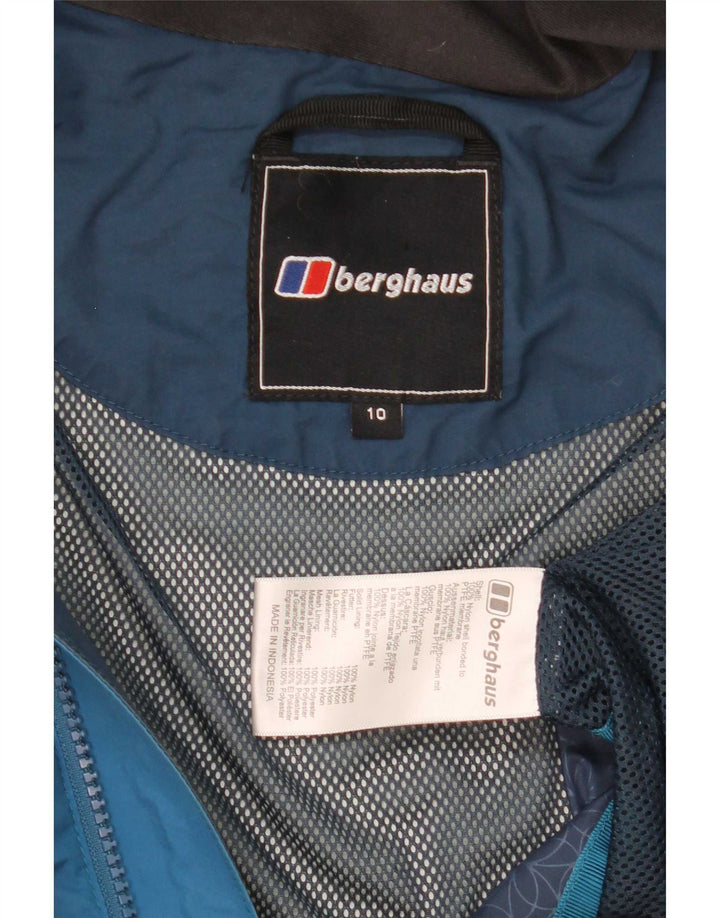 Berghaus Женская оверсайз-дождевик с капюшоном UK 10, маленькая синяя цветных блоков