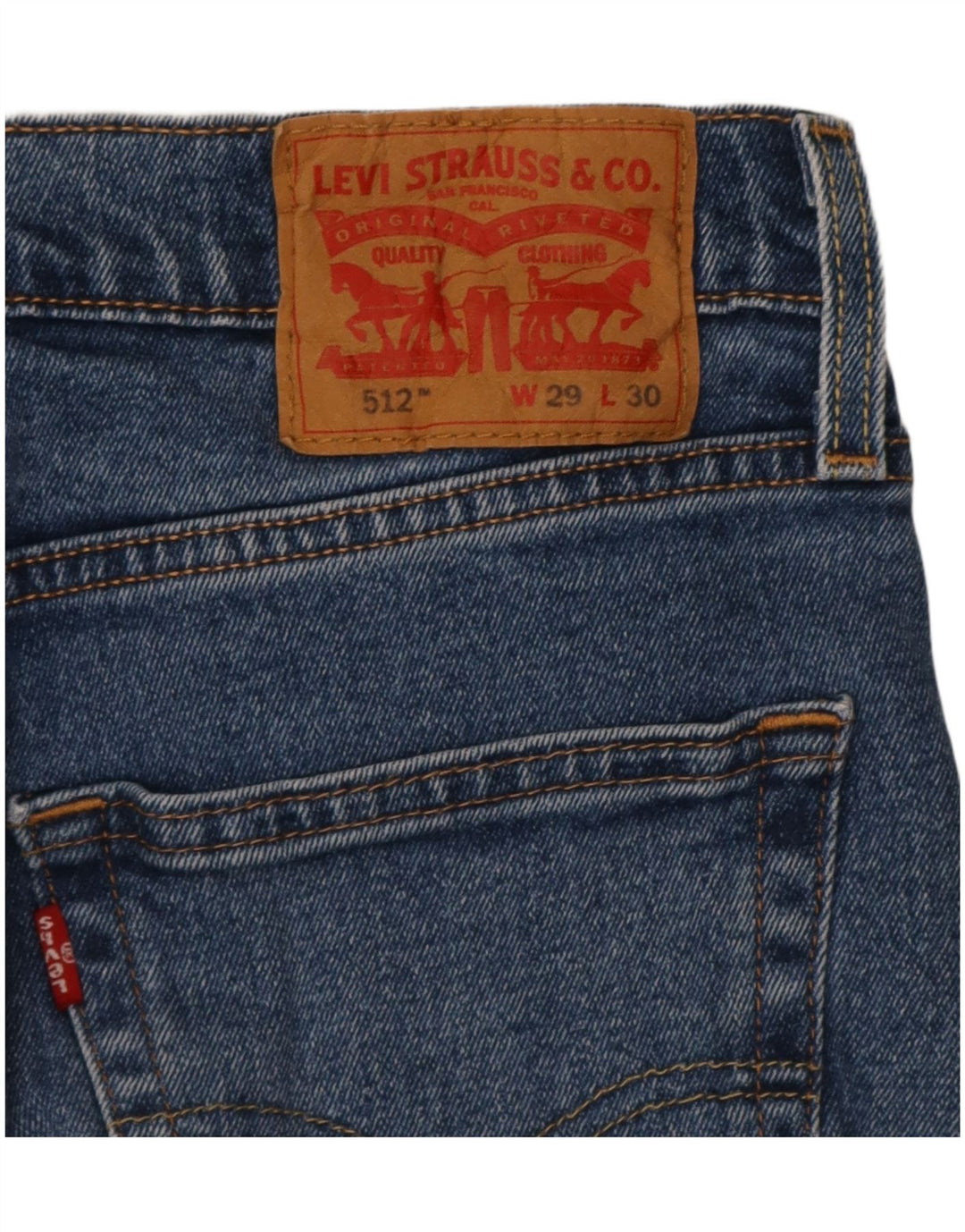 Мужские зауженные зауженные джинсы Levi's 512 W29 L30 синие, хлопок