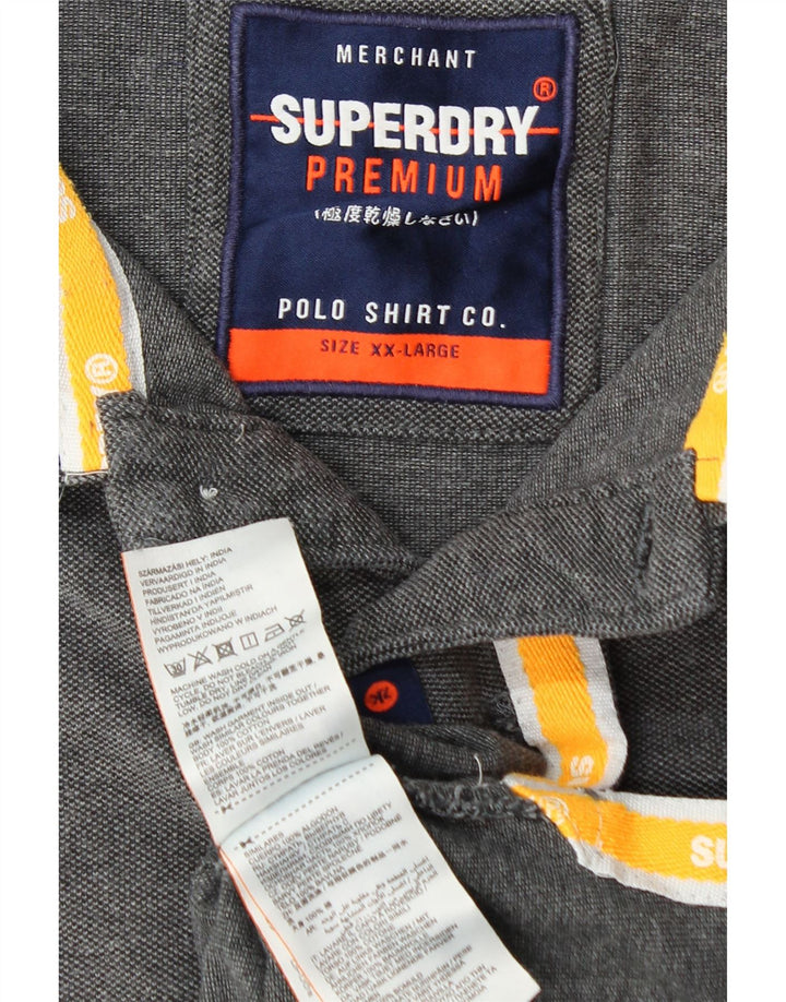 SUPERDRY Мужская рубашка-поло 2XL Серый хлопок