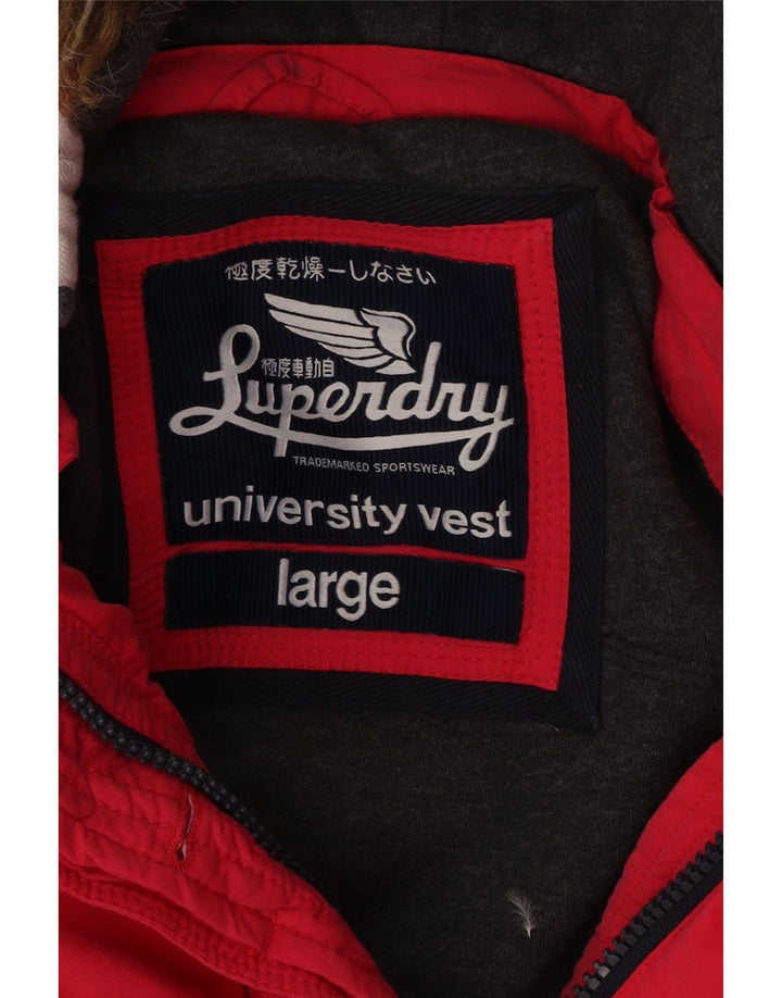 SUPERDRY Женский утепленный жилет с капюшоном UK 16, большой розовый хлопок