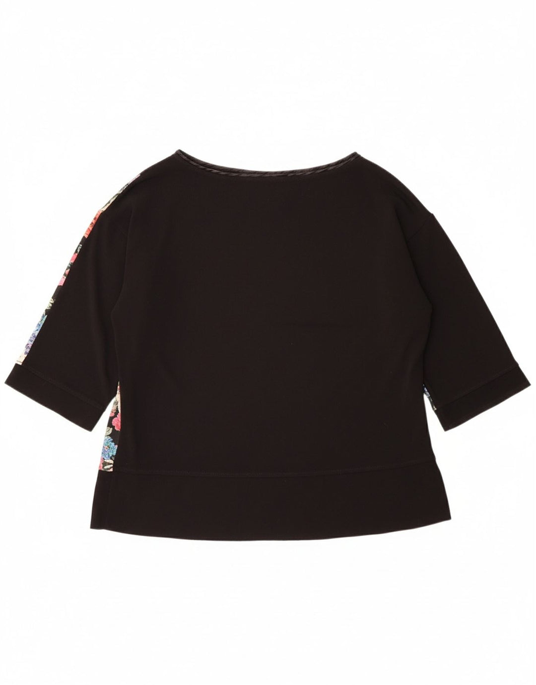 MONSOON Womens 3/4 Sleeve Blouse Top UK 12 Medium  Black Floral Polyester