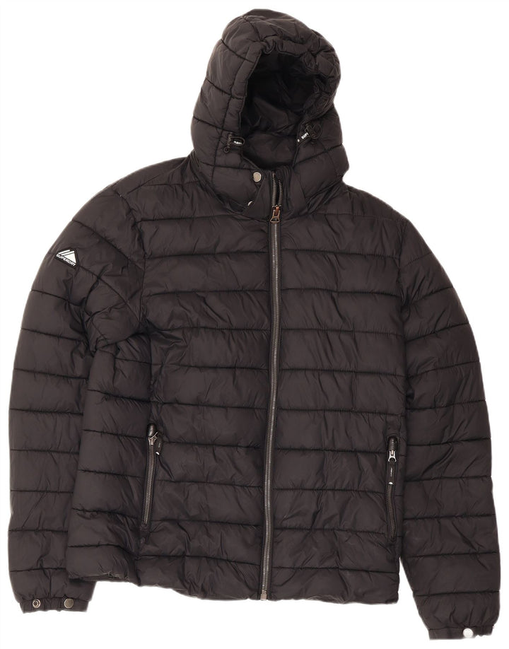 Мужская утепленная куртка с капюшоном Superdry UK 40, большой черный нейлон