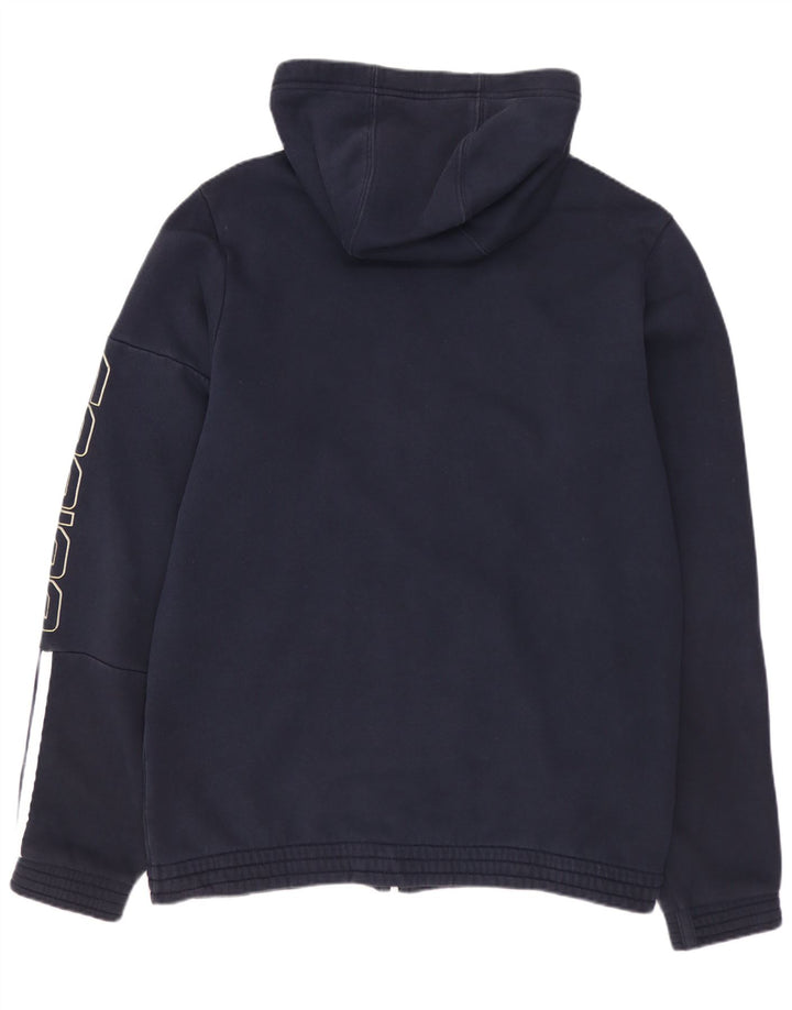 ADIDAS Мужской свитер с капюшоном на молнии с графическим рисунком, средний, темно-синий, хлопковый