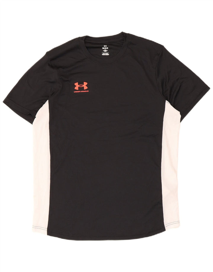 Мужская приталенная футболка Under Armour, большой черный полиэстер с цветными блоками
