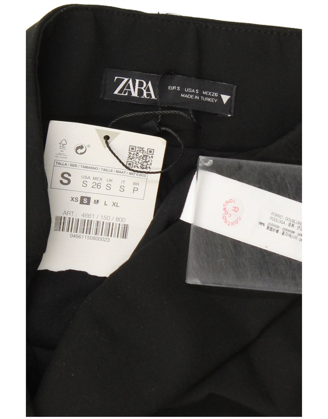 Женская мини-юбка Zara, маленькая W26, черная, полиэстер