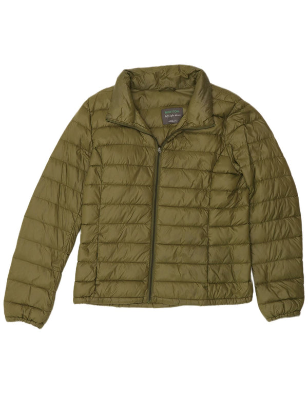 Женская стеганая куртка Benetton UK 10, маленькая зеленая