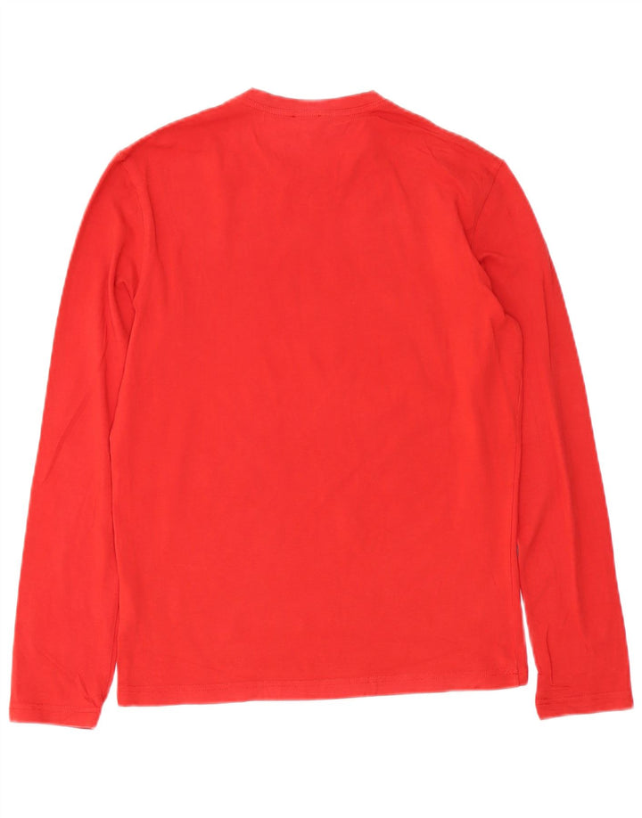 CALVIN KLEIN JEANS Женский топ с длинным рукавом UK 14, средний красный хлопок