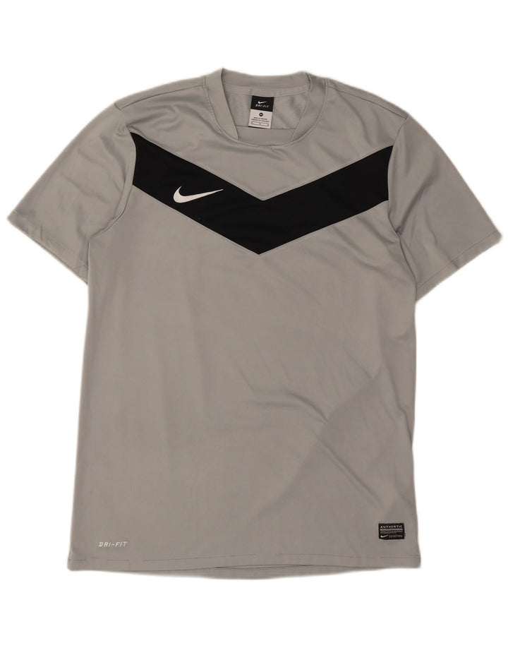 Мужская футболка Nike Dri Fit, средний серый цвет, полиэстер с цветными блоками
