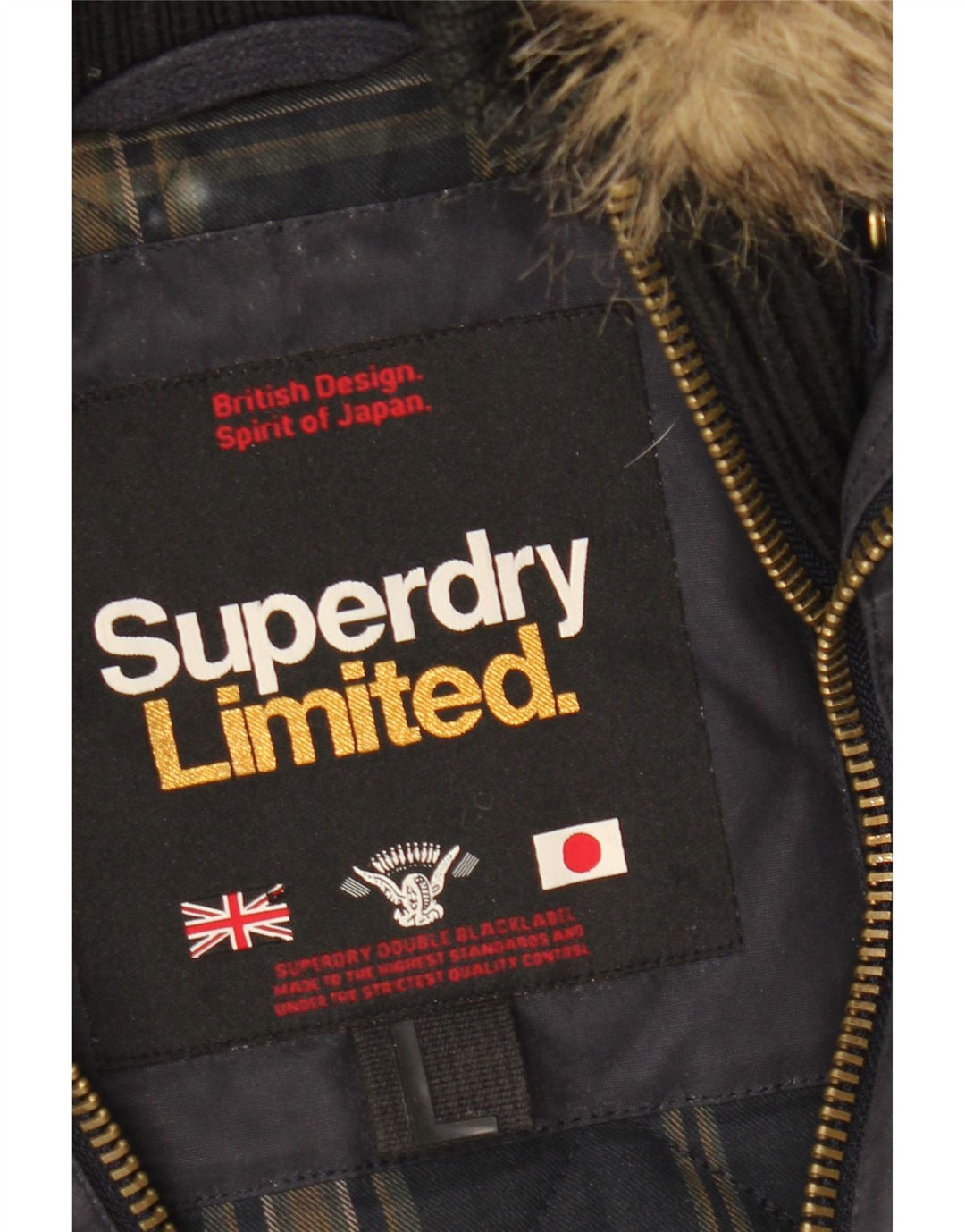 SUPERDRY Женская парка с капюшоном UK 16, большой темно-синий хлопок