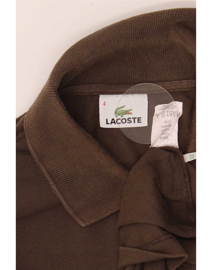 Мужская рубашка-поло с длинным рукавом Lacoste, размер 4, средний коричневый хлопок, хлопок