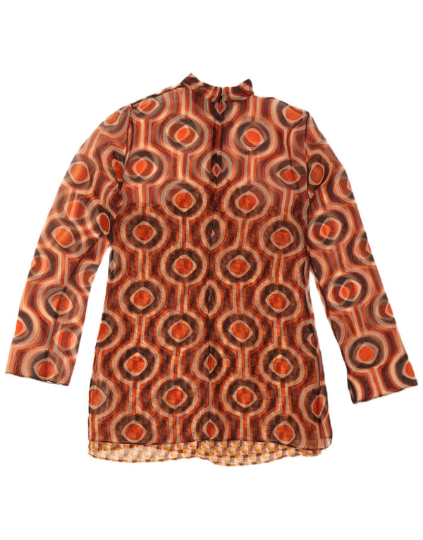 Женская туника с длинными рукавами Zara UK 12, средний коричневый полиэстер с геометрическим рисунком