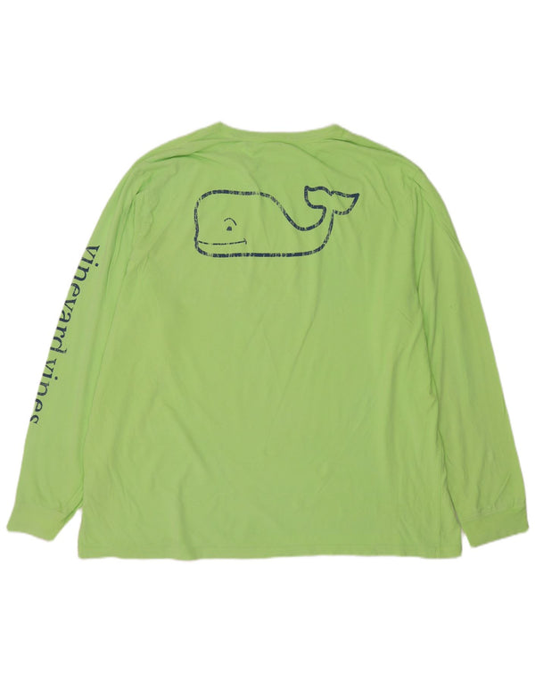 Мужской топ с рисунком Vineyard Vines, длинный рукав, зеленый хлопок, 2XL