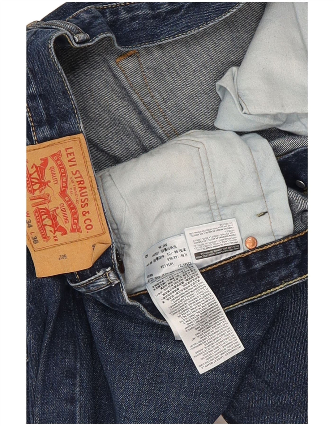 Мужские прямые джинсы Levi's 501 W34 L36 синие, хлопок