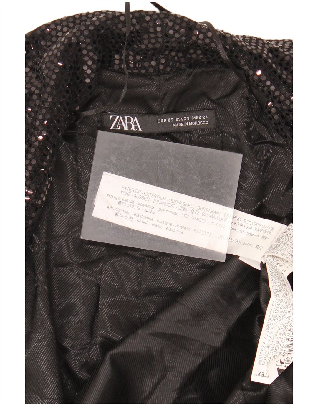 Женский удлиненный открытый пиджак ZARA UK 6 XS, черный полиамид
