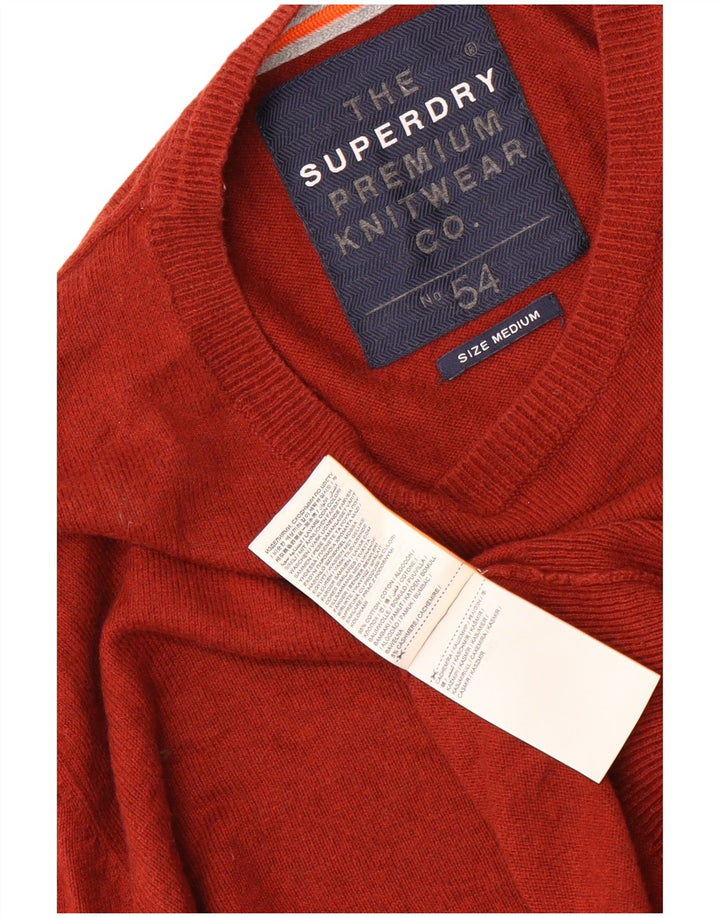 SUPERDRY Мужской джемпер с круглым вырезом, темно-бордовый хлопковый свитер среднего размера