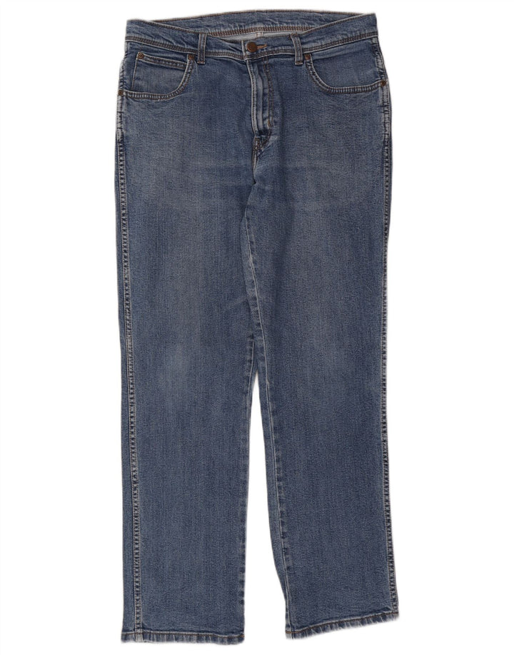 Мужские прямые джинсы Wrangler стандартного кроя W34 L32, синие, хлопок