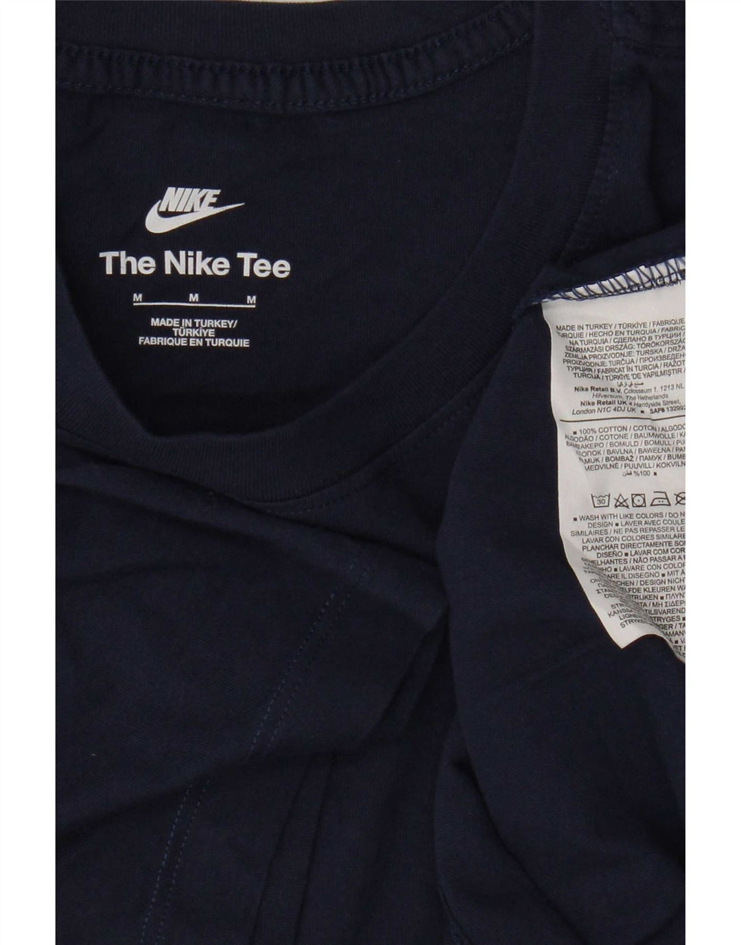 Мужская футболка Nike среднего размера, темно-синяя, хлопковая