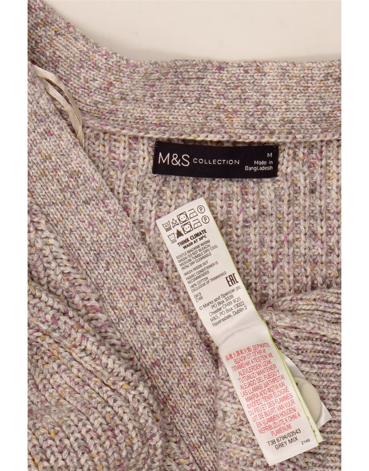Женский свитер-кардиган MARKS & SPENCER UK 14, хлопок среднего серого цвета с крапинками