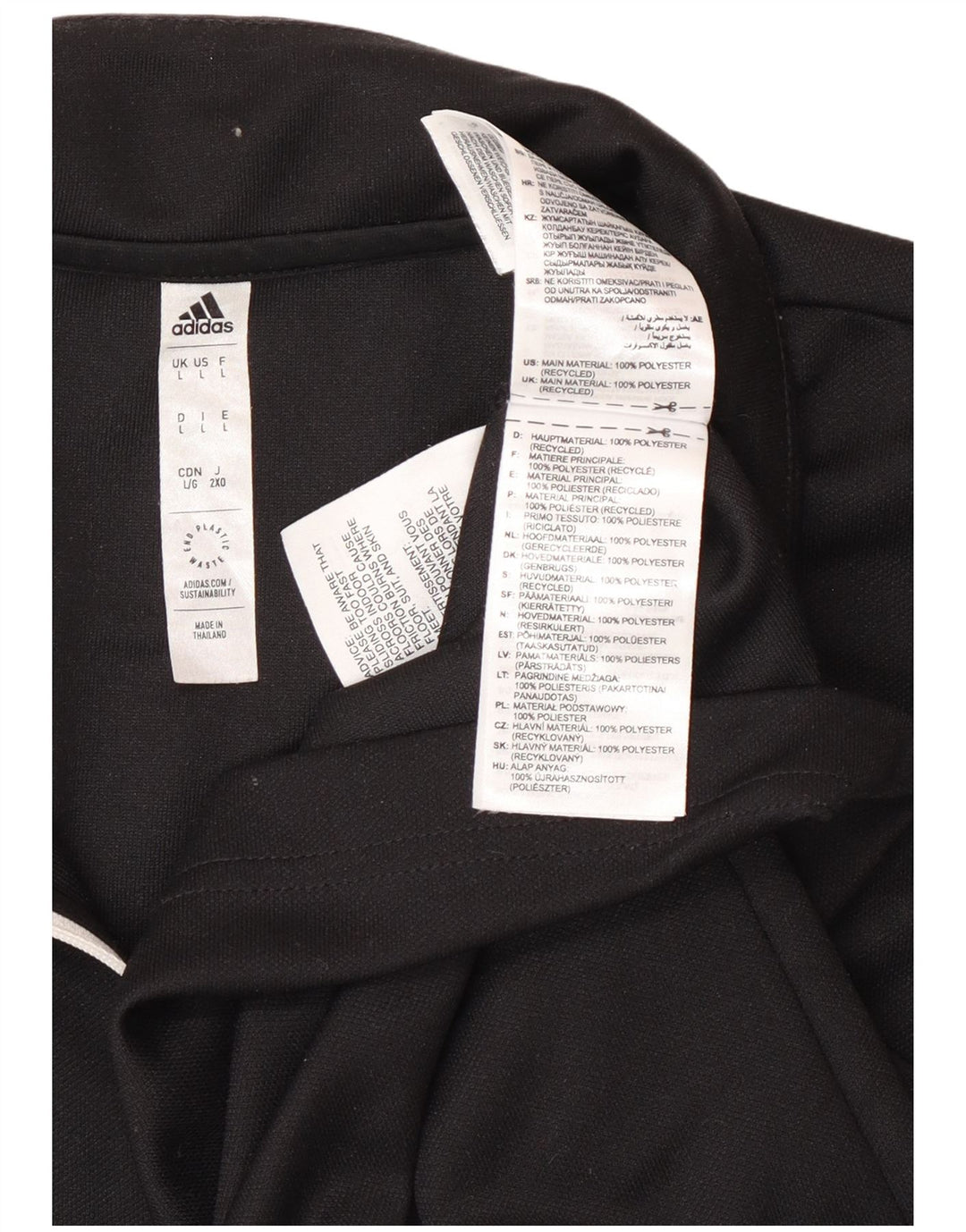 Мужской топ Adidas с воротником на молнии и длинным рукавом, большой черный полиэстер, спортивный
