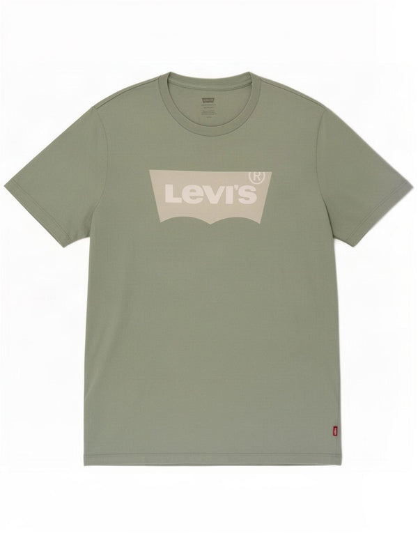 Мужская футболка стандартного кроя Levi's с рисунком, хлопковый топ среднего зеленого цвета