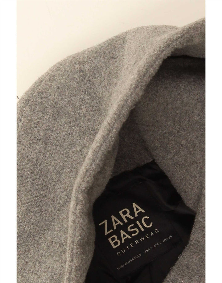 Zara Женское короткое пальто большого размера с капюшоном UK 10, маленькое серое