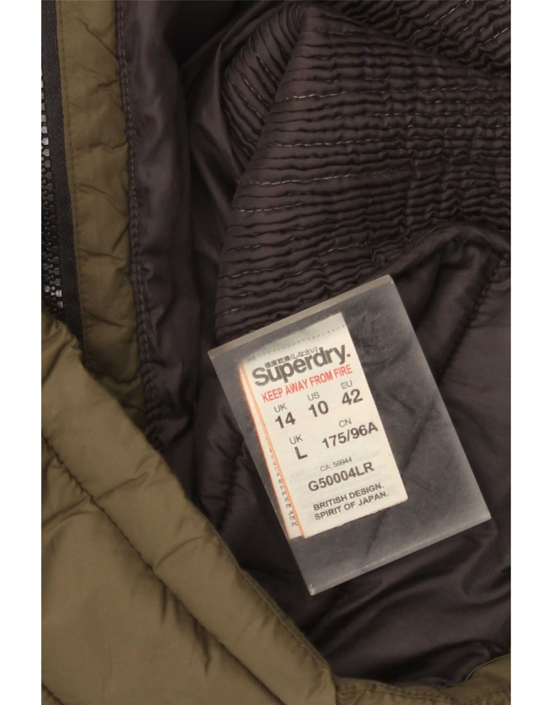 Женская утепленная куртка Superdry с капюшоном UK 14, средний хаки, нейлон