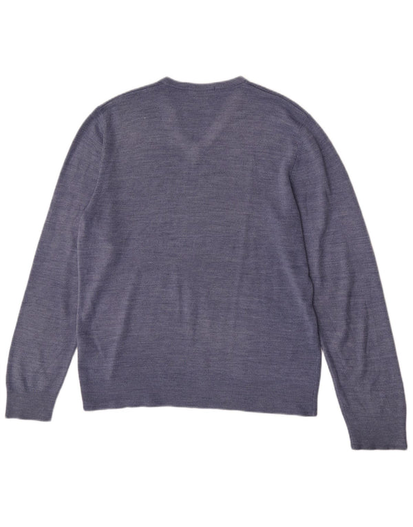 Мужской джемпер с v-образным вырезом Mark & Spencer Blue Harbour, средний синий в крапинку