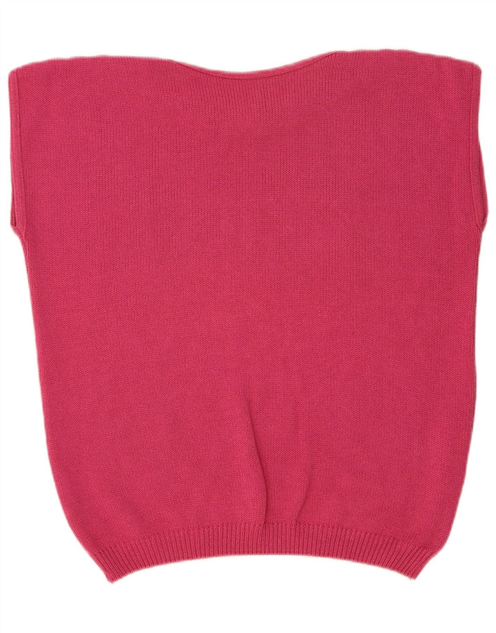 VINTAGE Womens Oversized Vest Tank Top IT 46 Large Pink Cotton