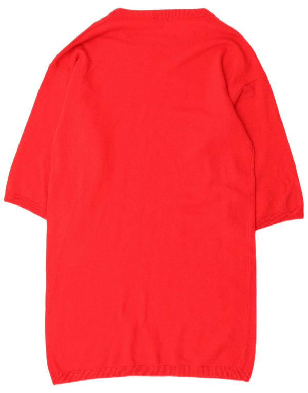 Женское платье-джемпер с длинными рукавами Benetton, Великобритания 16, большое красное, шерсть