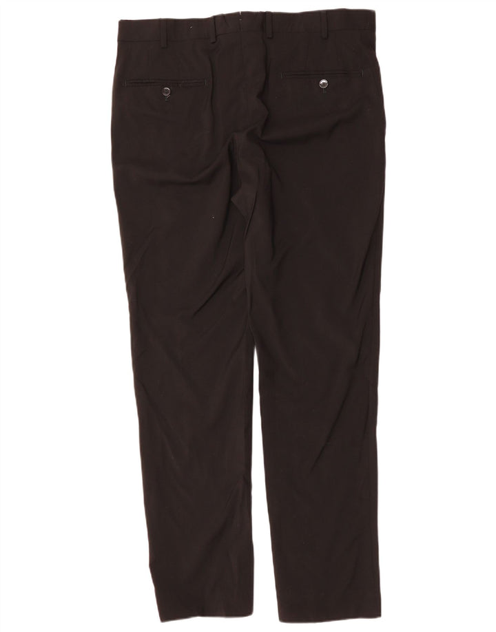 Мужские узкие костюмные брюки MASSIMO DUTTI EU 44, большие W34 L31, черные, шерстяные