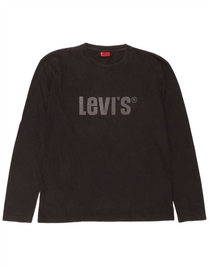 Мужской топ с рисунком Levi's, длинный рукав, большой черный хлопок, хлопок