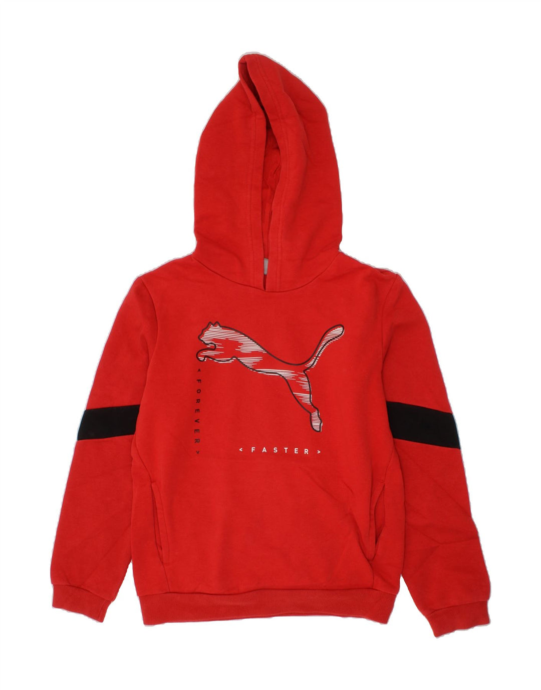 PUMA Boys Graphic Hoodie Jumper 11-12 Years Red Vintage Puma and Second-Hand Puma from Messina Hembry 