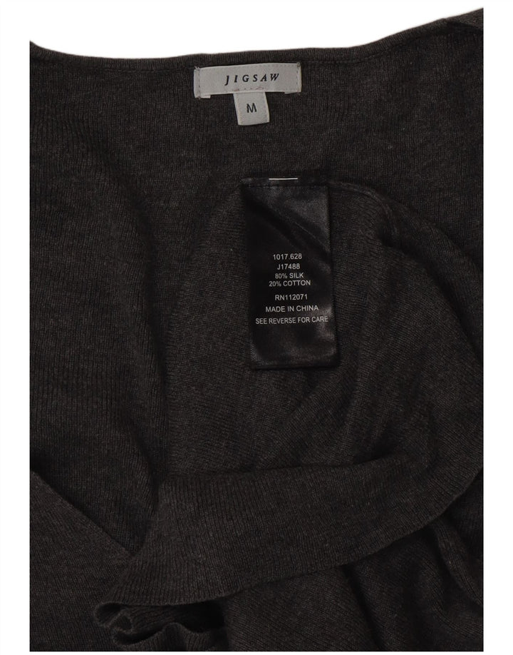 Женский джемпер с v-образным вырезом JIGSAW UK 12, хлопковый средний серый цвет