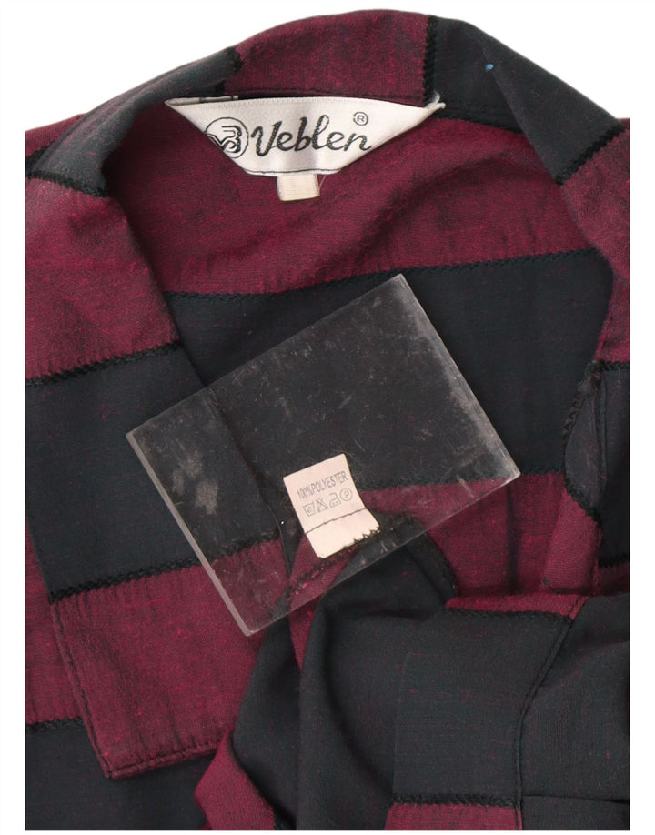 VINTAGE Женская блузка-рубашка с завязками спереди, Великобритания 16, средний черный в полоску