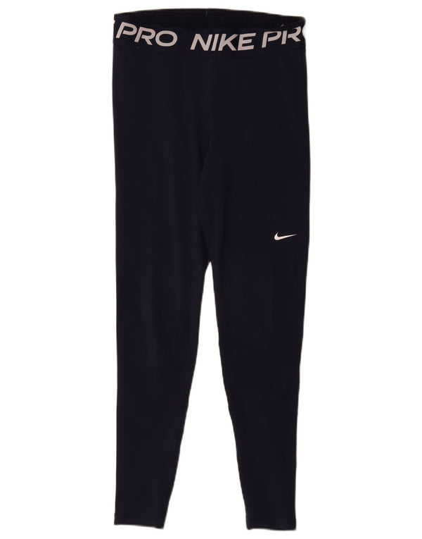 Женские леггинсы с рисунком Nike Dri Fit UK 12, средний темно-синий, полиэстер