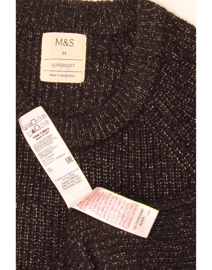 Мужской джемпер с круглым вырезом Marks & Spencer, средний черный в крапинку