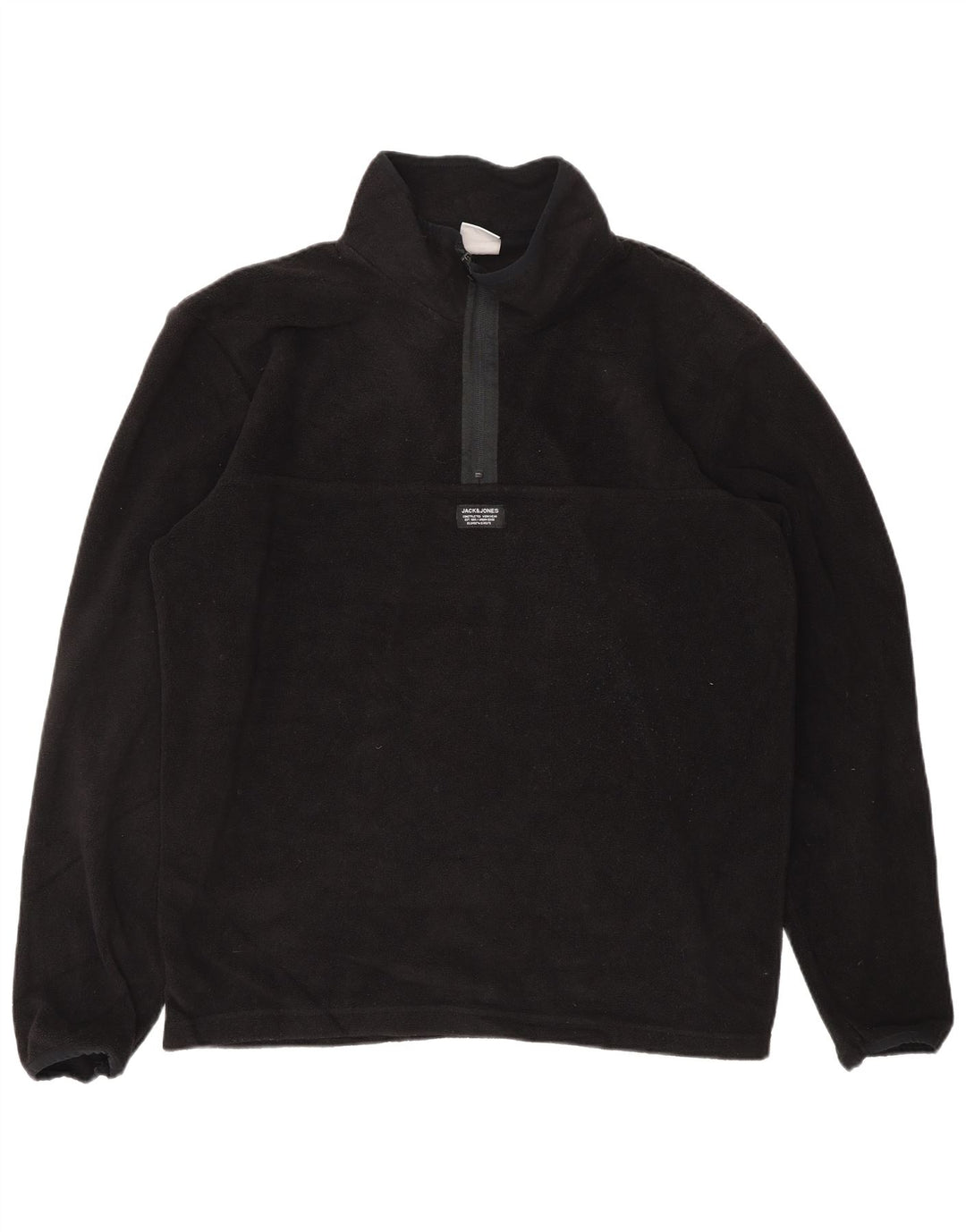 Мужской флисовый джемпер JACK & JONES с воротником на молнии XL, черный полиэстер