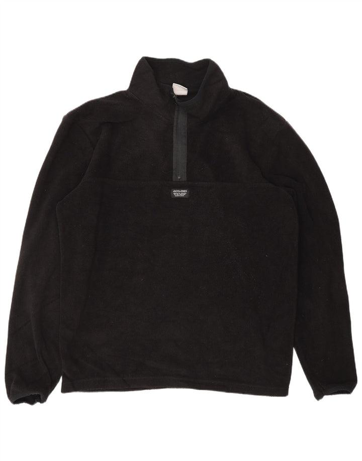 Мужской флисовый джемпер JACK & JONES с воротником на молнии XL, черный полиэстер