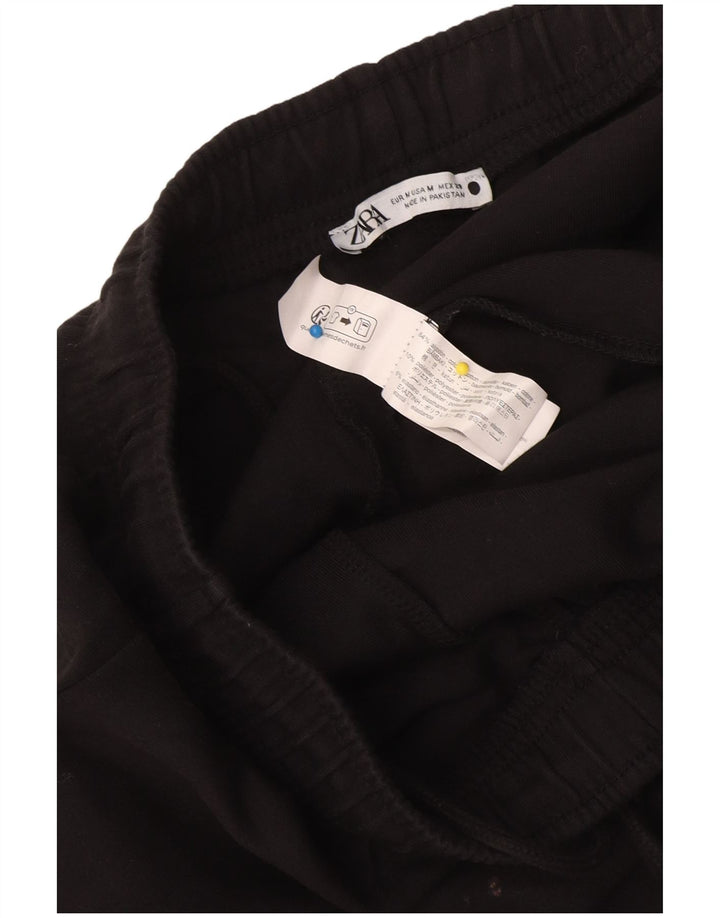 Женские спортивные брюки Zara UK 12, средний черный хлопок, черный