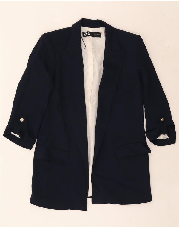 Женский пиджак с открытыми рукавами 3/4 Zara UK 6 XS, темно-синий полиэстер