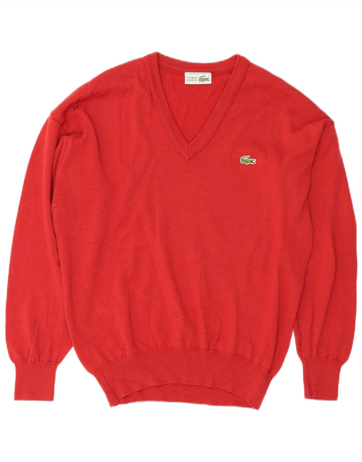 Мужской джемпер с v-образным вырезом Lacoste, размер 4, средний красный, новая шерсть