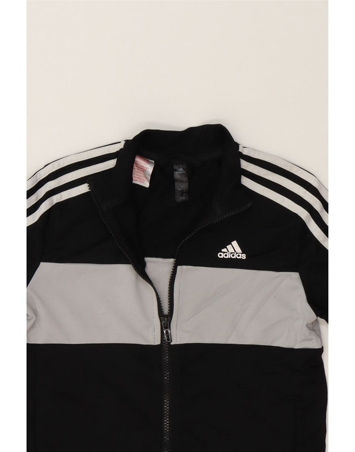 ADIDAS Boys Tracksuit Top Jacket 9-10 Years Black Colourblock Polyester Vintage Adidas and Second-Hand Adidas from Messina Hembry 