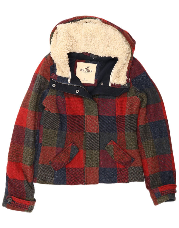 Женская ветровка с капюшоном Hollister UK 10, маленькая разноцветная клетка