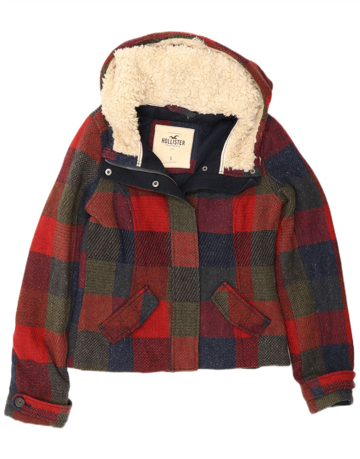 Женская ветровка с капюшоном Hollister UK 10, маленькая разноцветная клетка
