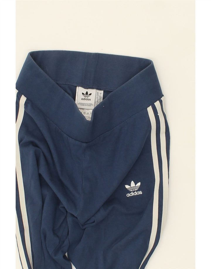 ADIDAS Womens Leggings UK 10 Small Blue Cotton Vintage Adidas and Second-Hand Adidas from Messina Hembry 