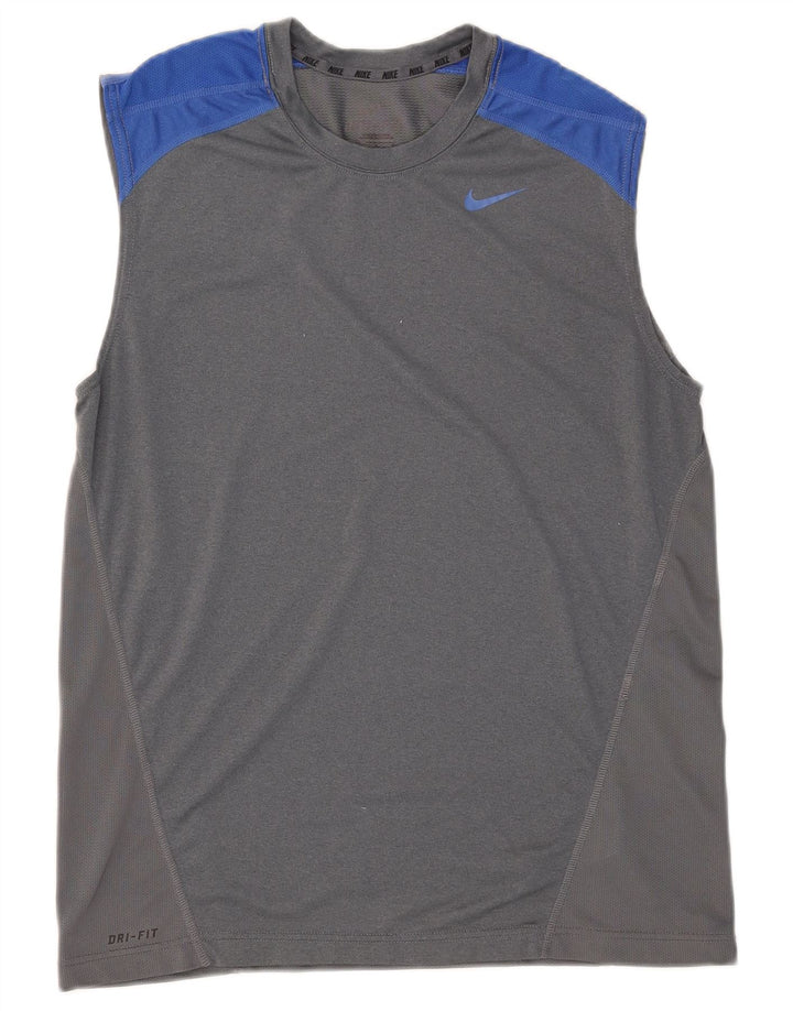 Мужской жилет Nike Dri Fit, средний серый полиэстер с цветными блоками
