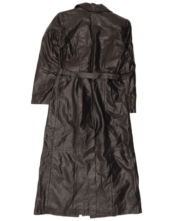 Винтажное женское кожаное пальто IT 42 Medium Black Leather