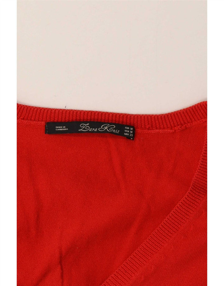 Женский джемпер с v-образным вырезом Zara UK 12, средний оранжевый